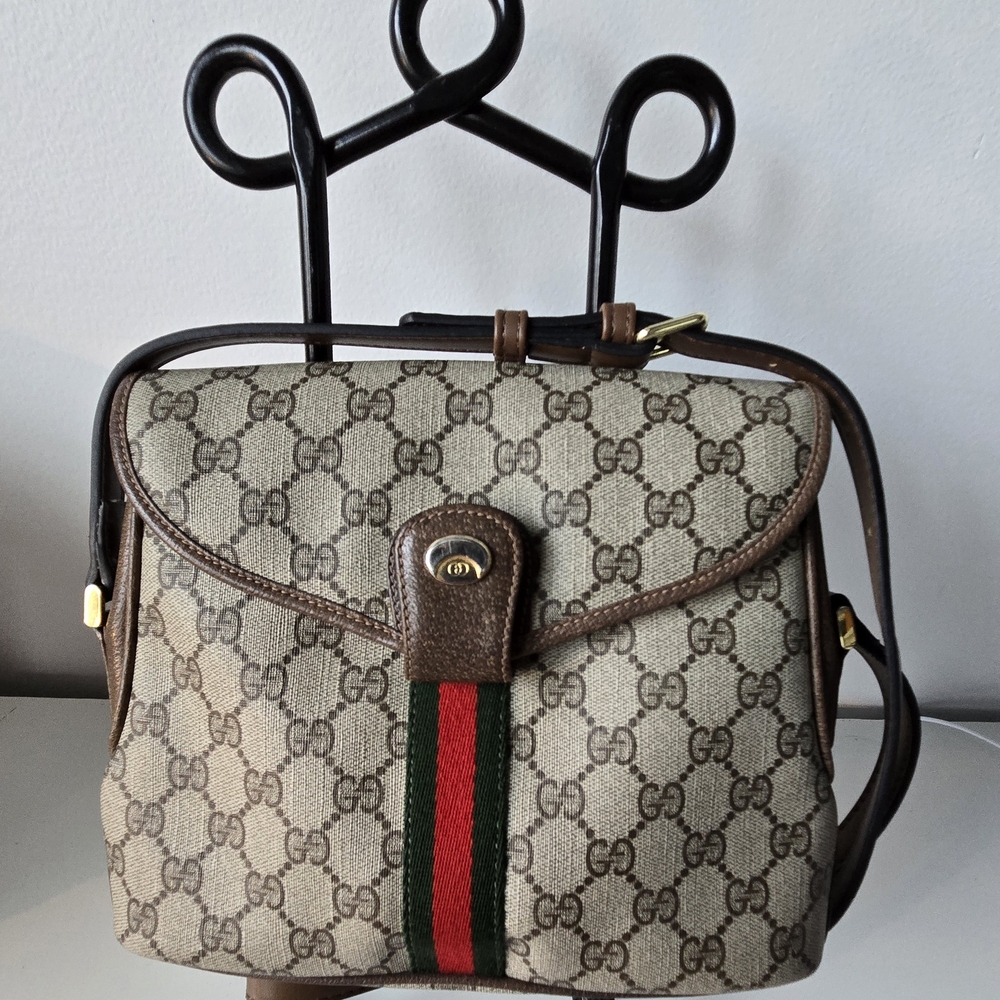 Gucci Cream and Brown Crossbody Bag with Iconic Monogram